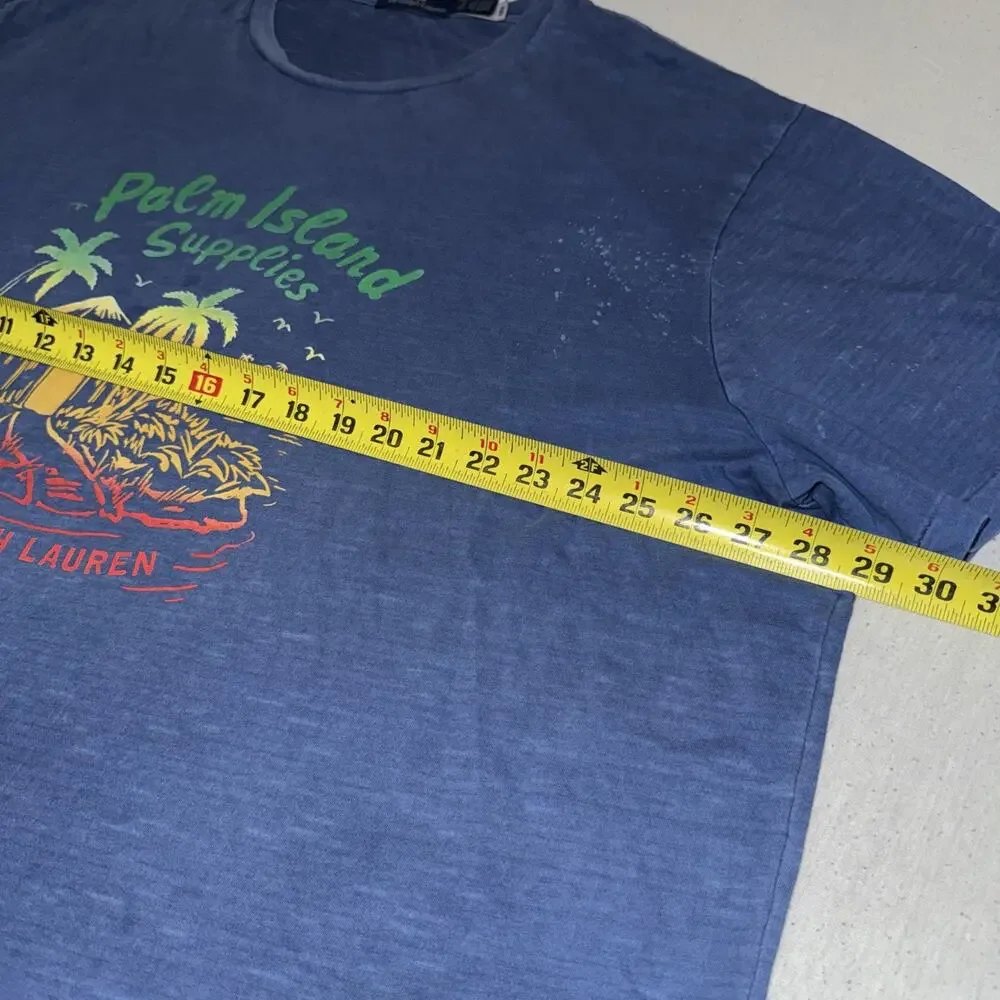 Polo Ralph Lauren T-Shirt Adult 3XB Tall Blue Palm Island Supplies Single Stitch